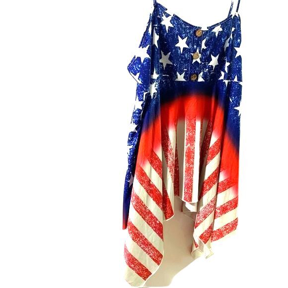 ROSEGAL American Flag Sleeveless High Low Tank Top Size 5X - Picture 4 of 11